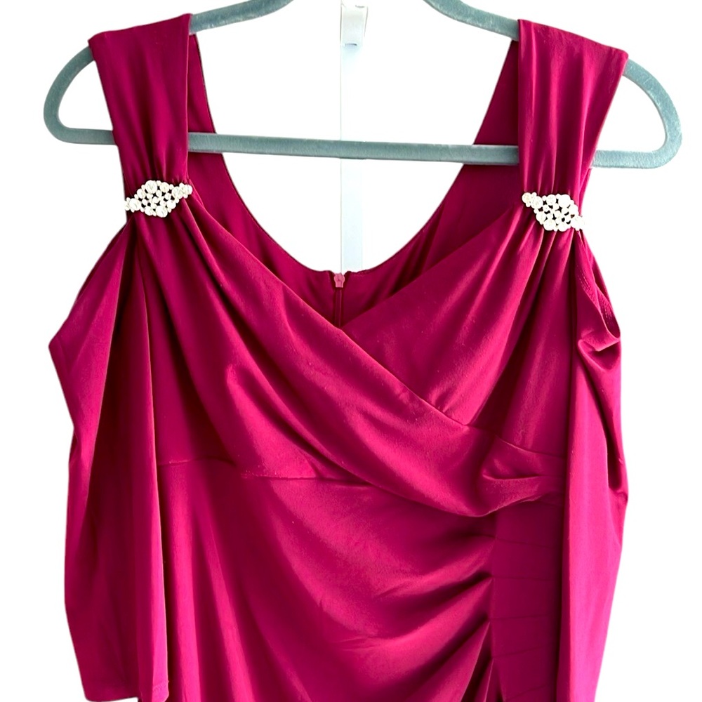 R&M RICHARDS Merlot special event Gown~sz12T~ Cold shoulder~ photo measurements
